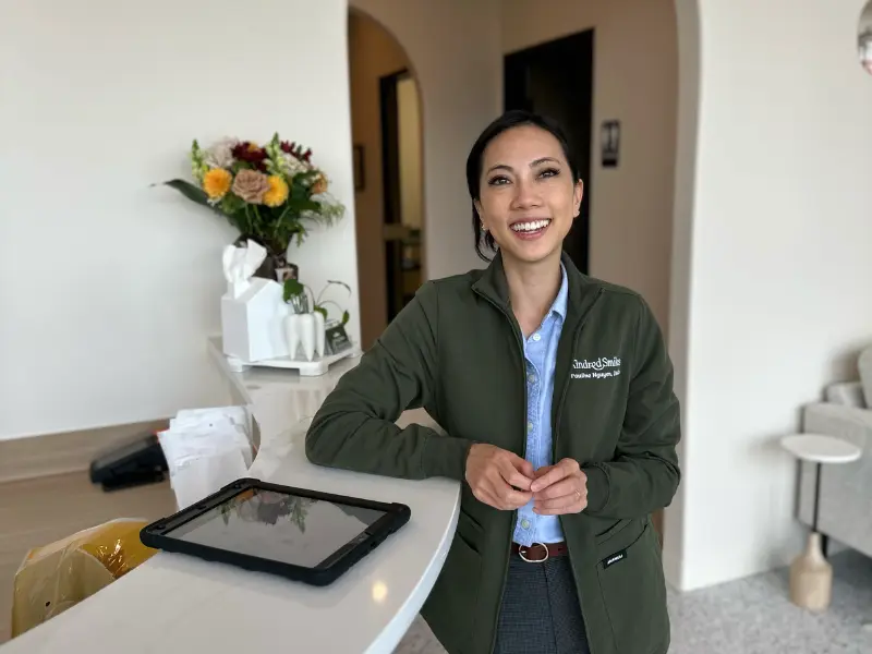 Dr. Pauline ready to welcome you to Kindred Smiles